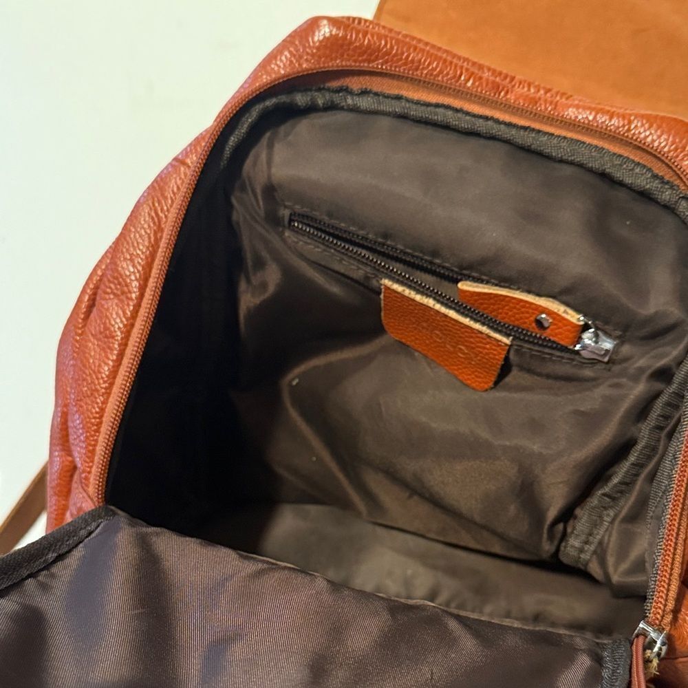 Chic Brown Leather Backpack - Picture 3 of 6